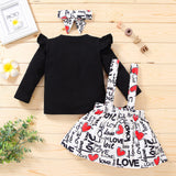 Toddler Girls Love Heart-shaped Valentine Outfits 2 Pcs Sets