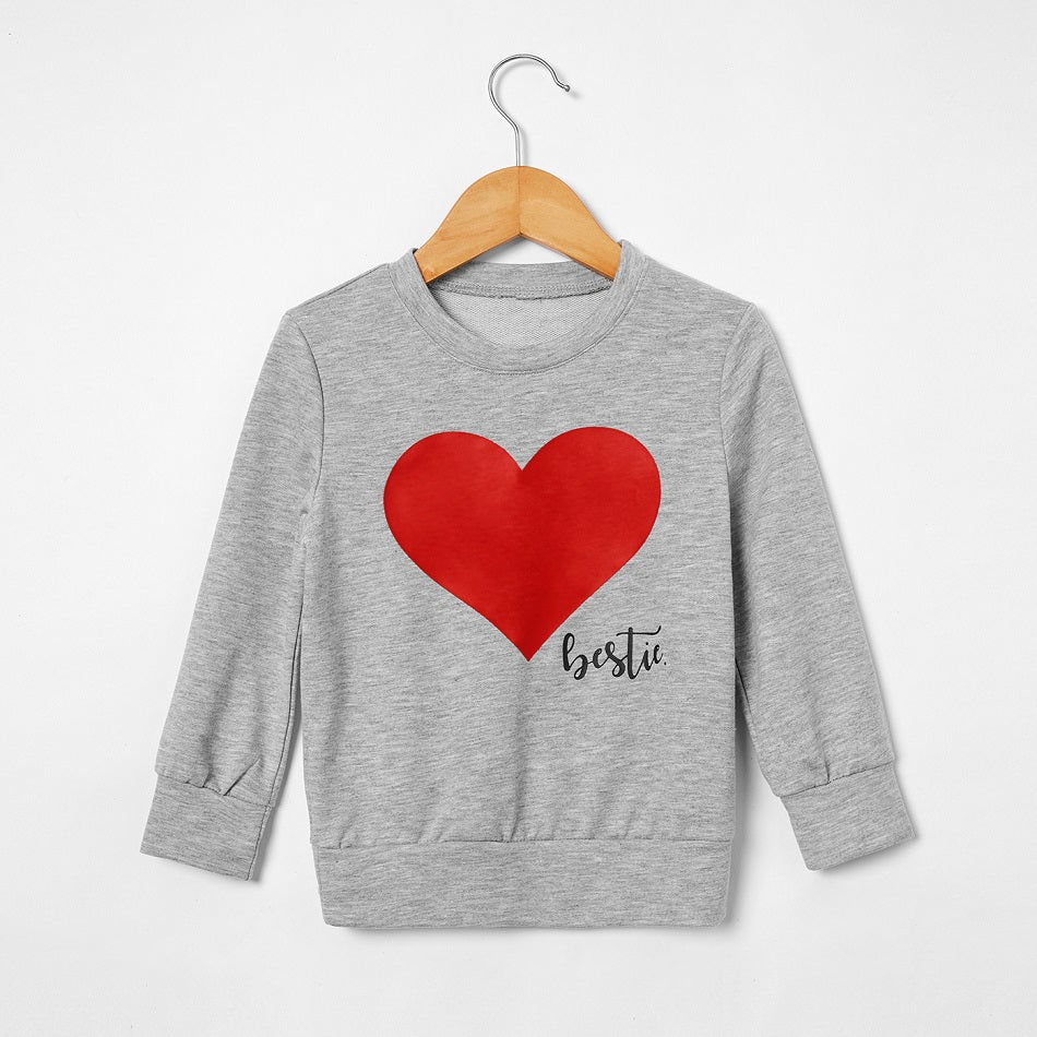 Family Matching Mother Kids Love Hoodies Shirts Tops