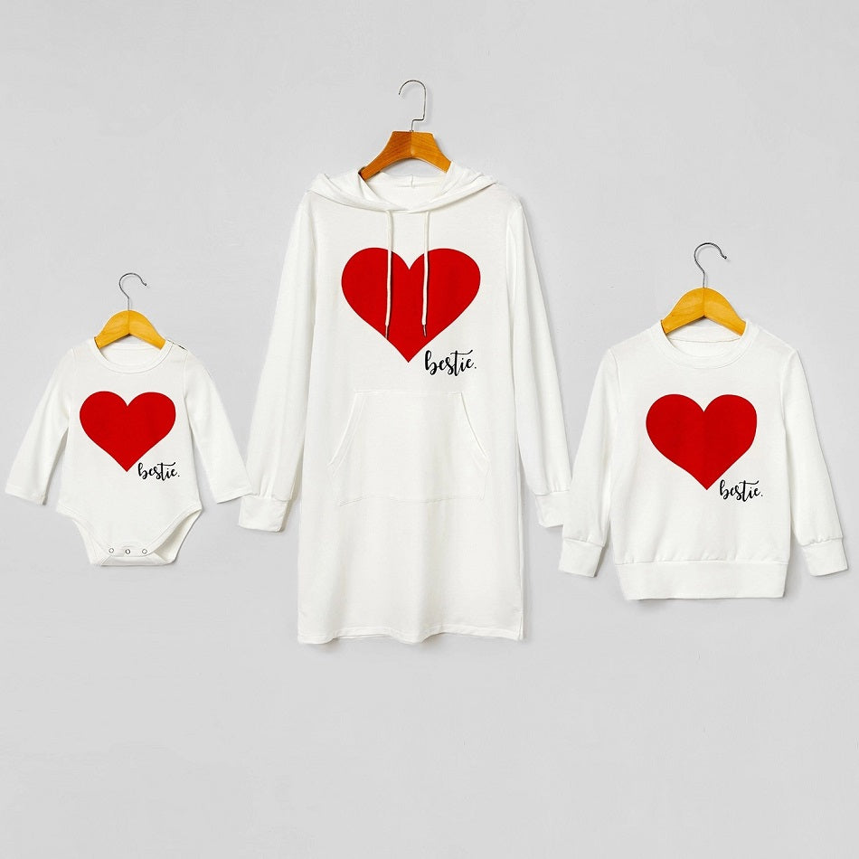 Family Matching Mother Kids Love Hoodies Shirts Tops