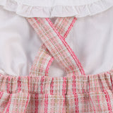 Baby Kid Girls  2pcs Suit Long Sleeve Plaid Suspender Sets