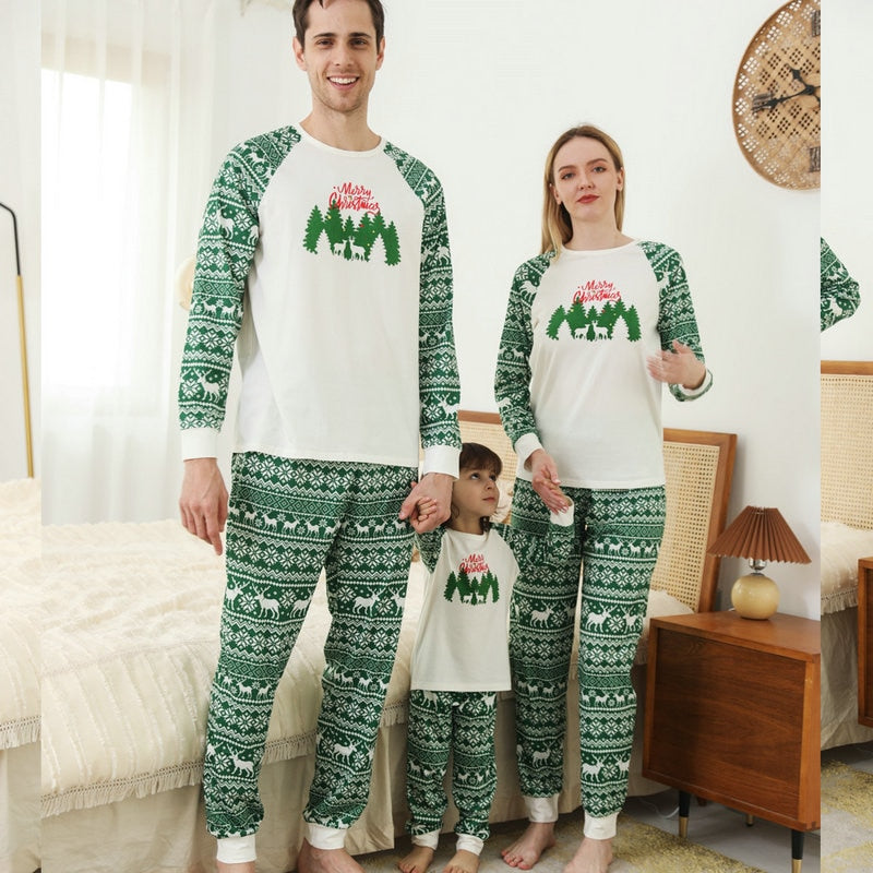 Family Matching Merry Christmas Tree Printed Pajamas Sleepwear