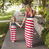 Family Matching Mother and Daughter Stripe Sleeveless Casual Dresses