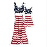 Family Matching Mother and Daughter Stripe Sleeveless Casual Dresses