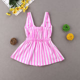 Family Matching Mother Daughter Sleeveless Stripe Beach Dress