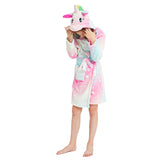 Kids Winter Hooded Bathrobe Unicorn Bath Robe Pajamas 3-12 Years