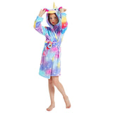 Kids Winter Hooded Bathrobe Unicorn Bath Robe Pajamas 3-12 Years