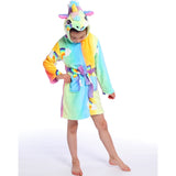 Kids Winter Hooded Bathrobe Unicorn Bath Robe Pajamas 3-12 Years