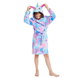 Kids Winter Hooded Bathrobe Unicorn Bath Robe Pajamas 3-12 Years