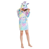 Kids Winter Hooded Bathrobe Unicorn Bath Robe Pajamas 3-12 Years
