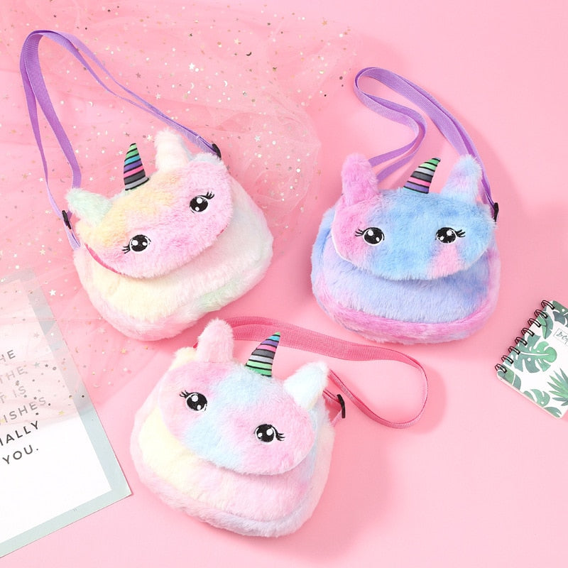 Kids New Cartoon Style Unicorn's Plush Shoulder Bag