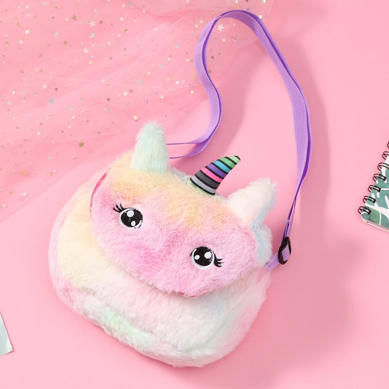 Kids New Cartoon Style Unicorn's Plush Shoulder Bag