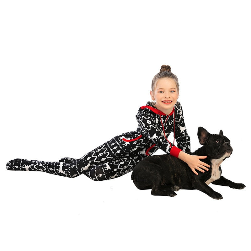 Family Matching Christmas Deer Pajamas Jumpsuits Set Family Look