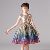 Kid Baby Girl Princess Short Sequin Mesh Party Sleeveless Dresses