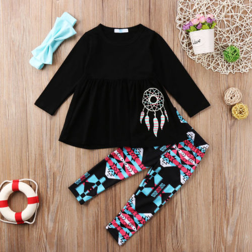 Kids Baby Girl Casual Long Sleeve Outfits 3 Pcs 2-7 Years