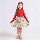 Girls Dresses Holiday Casual Knitted Mesh Tutu Dresses 2-8 Years