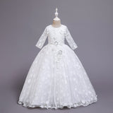Girls Party Wedding Lace Embroidery Princess Formal Dresses 3-12 Years