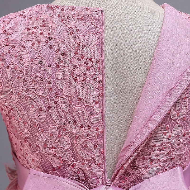 Girls Party Wedding Lace Embroidery Princess Formal Dresses 3-12 Years