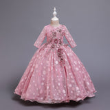 Girls Party Wedding Lace Embroidery Princess Formal Dresses 3-12 Years