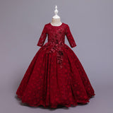 Girls Party Wedding Lace Embroidery Princess Formal Dresses 3-12 Years