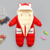 Baby Winter Hooded Rompers Thick Warm Jumpsuit Overalls