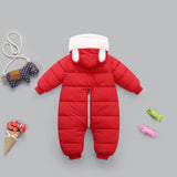 Baby Winter Hooded Rompers Thick Warm Jumpsuit Overalls