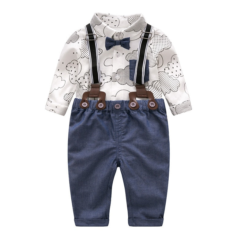 Baby Jungen Formelles Set Baumwolle Schleife Gentleman Outfit 2 Stück