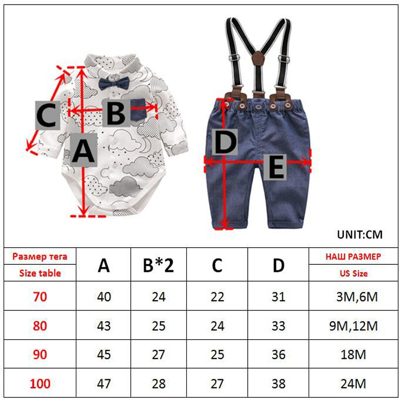 Baby Jungen Formelles Set Baumwolle Schleife Gentleman Outfit 2 Stück
