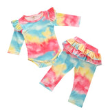 Baby Girls Clothes Set Autumn Long Sleeve Tie Dye Color Romper Outfits 0-18M