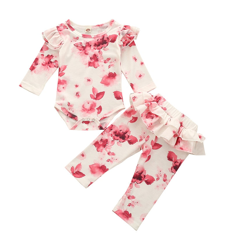 Baby Girls Clothes Set Autumn Long Sleeve Tie Dye Color Romper Outfits 0-18M