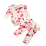 Baby Girls Clothes Set Autumn Long Sleeve Tie Dye Color Romper Outfits 0-18M