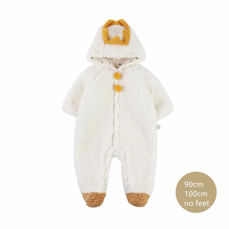 Baby Girls Warm Thicken Romper Cartoon Jumpsuit