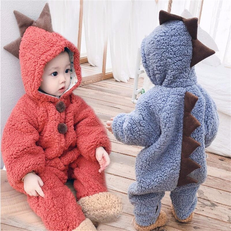 Baby Girls Warm Thicken Romper Cartoon Jumpsuit