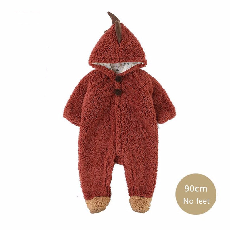Baby Girls Warm Thicken Romper Cartoon Jumpsuit