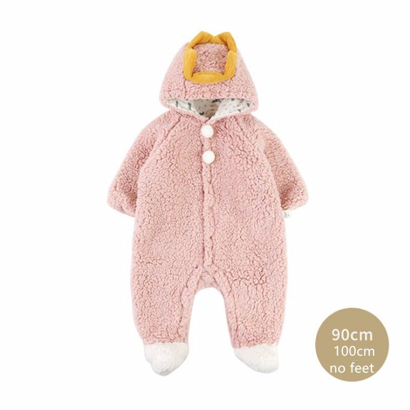 Baby Girls Warm Thicken Romper Cartoon Jumpsuit