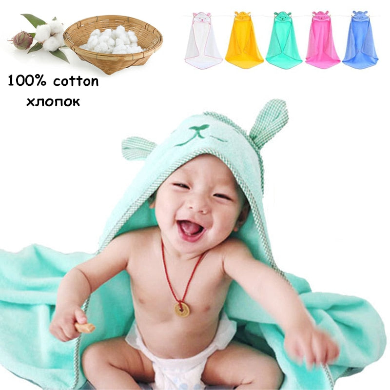 Kids Cotton Towel Hooded Towel Blanket Bath Poncho Spa Bathrobe - honeylives