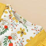 Baby Girls Long Sleeve Floral Print Tops Ruffle Suspender 2 Pcs Outfits