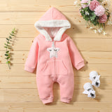 Baby Girls Winter Warm Jumpsuit Thick Romper Outfits Soft Zipper Pockets