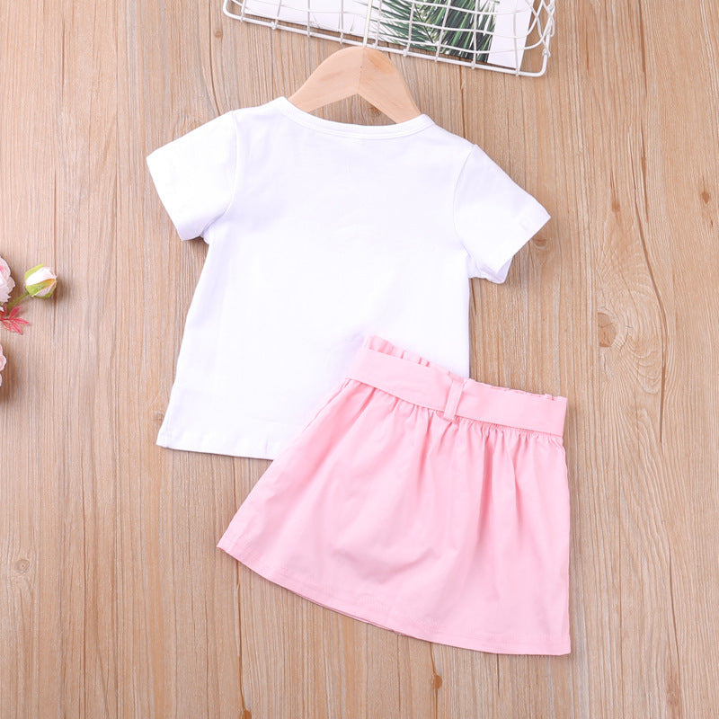 Baby Girl Love Pearl Short Sleeve  Summer New 2 Pcs Set