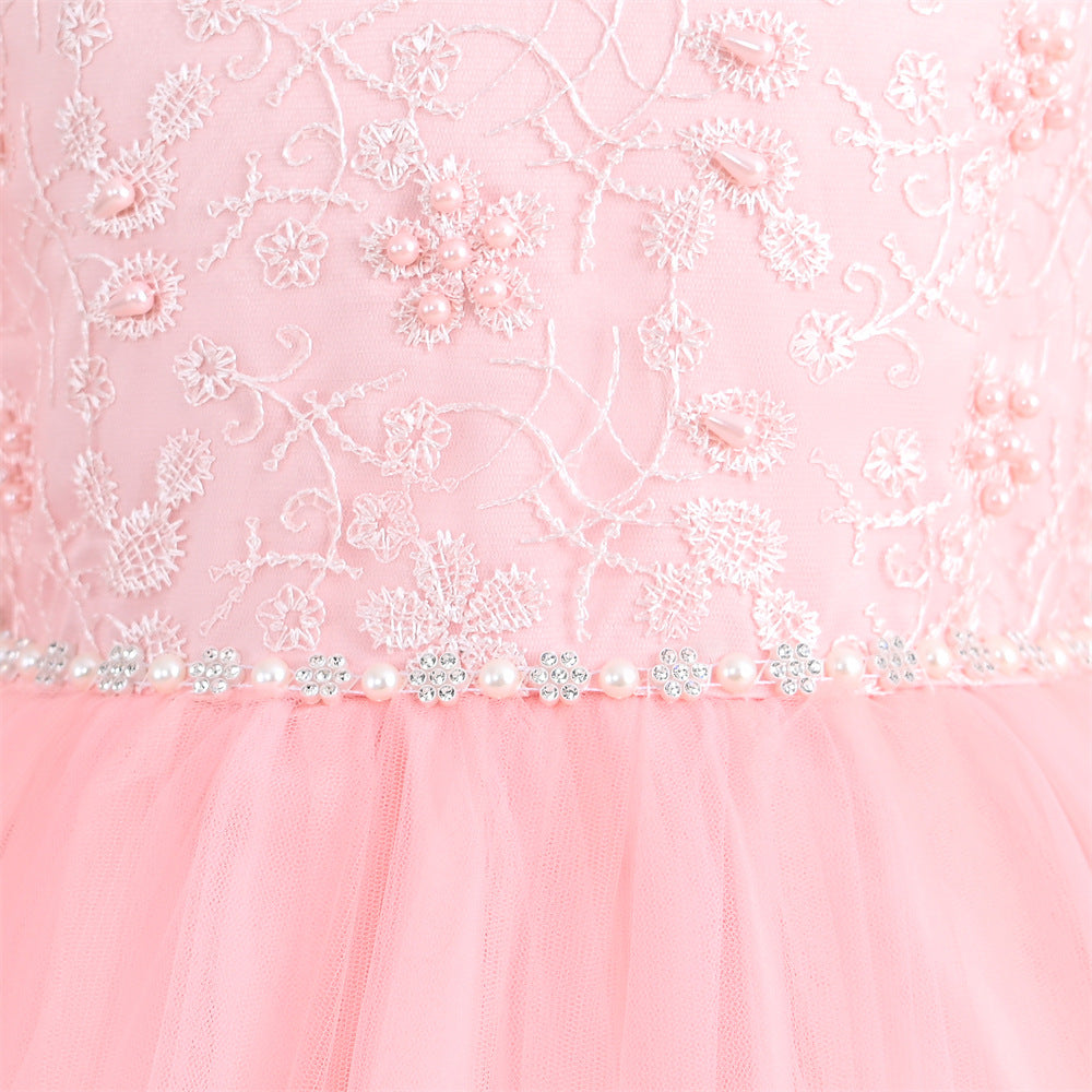 Kid Girl Princess Piano Performance Flower Wedding Dress