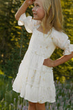 Family Matching Floral Digital Printed Summer Lantern Sleeve Dresses