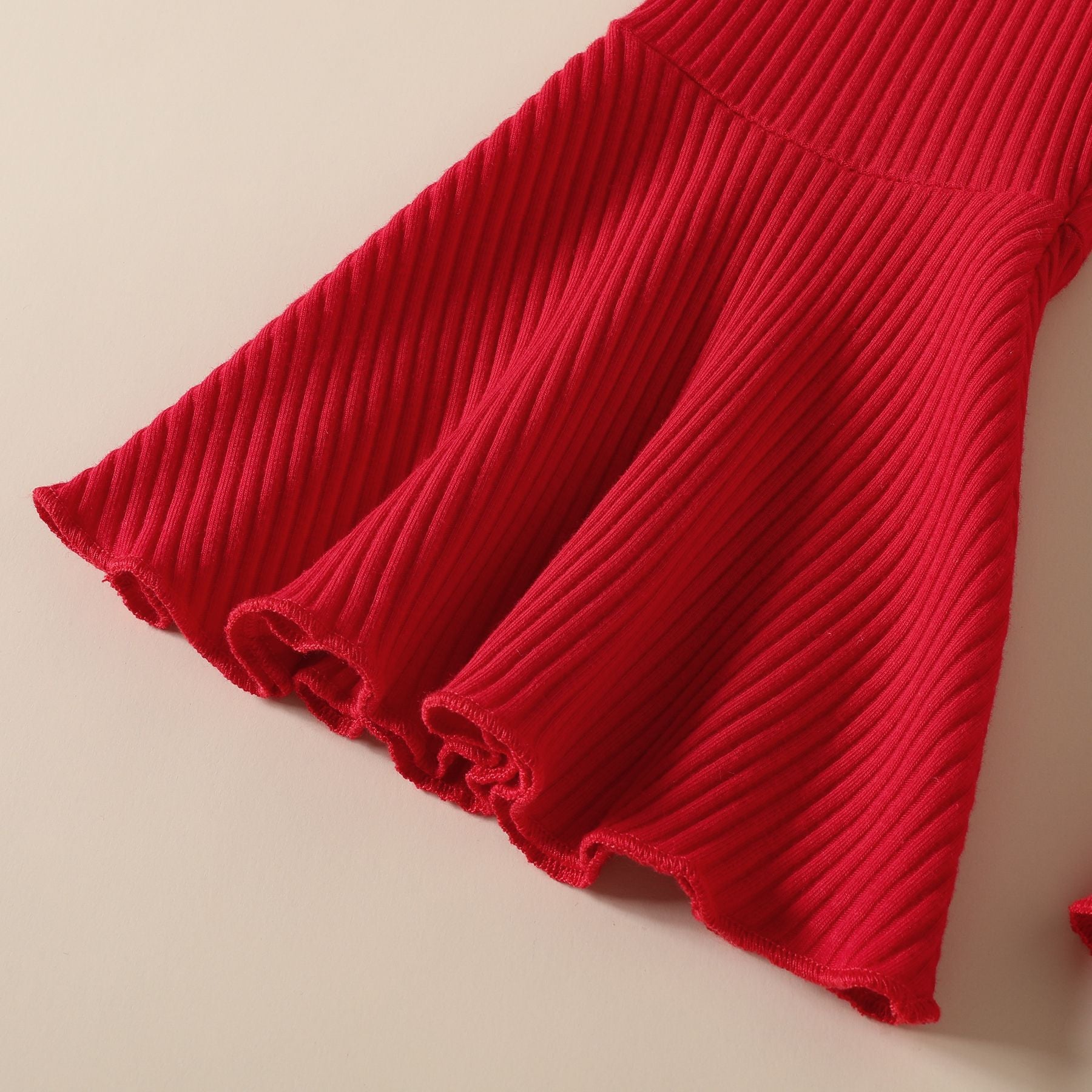 Kid Baby Girl Christmas Long Sleeve Letter Stripe Flare 2 Pcs Suits Sets