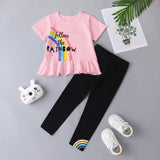 Kid Baby Girl Summer Rainbow Casual Suit 2 Pcs Sets