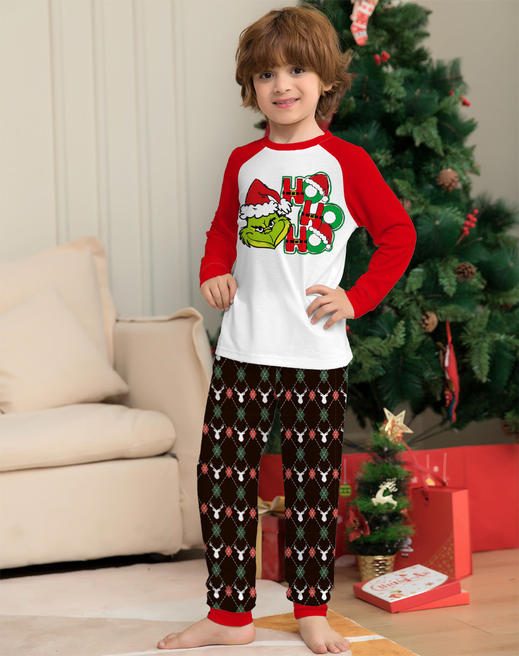 Family Matching Strange Letters Christmas Parent-child Printed Pajama