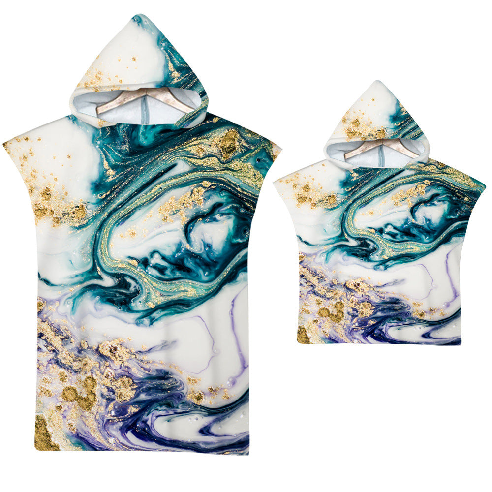Adult Microfiber Fabric Marble Bath Towels  Bathrobe Cloaks Pajamas