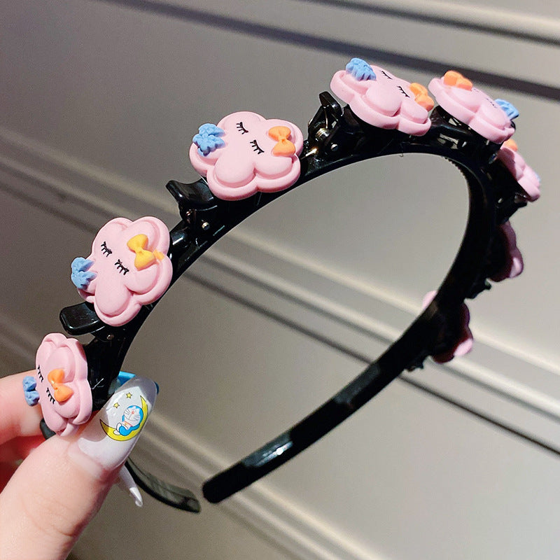 Kid Girl Braided Headband Clip Cute Cartoon Headwear