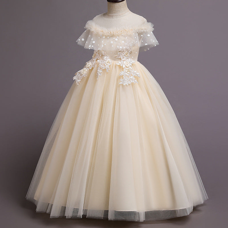 Kid Girl Princess Fashionable Pompous Gauze Flower Wedding Piano Dresses