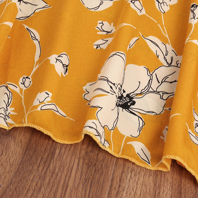 Kid Girls Fall Retro Long Sleeve Winter Flower Dresses