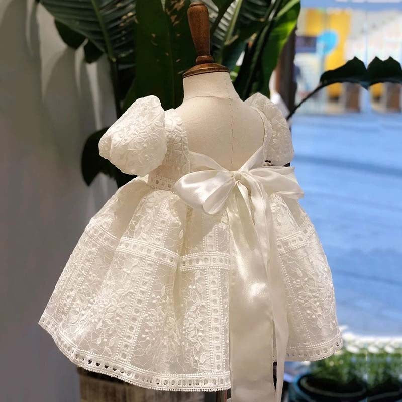 Kid Baby Girl Birthday Peng White High-end Flower Dresses