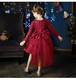 Kid Girl Flower Birthday Wedding Princess Long-sleeved Performance Dresses