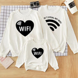 Family Matching WIFI Printed Cartoon Valentine's Day Sweatshirts